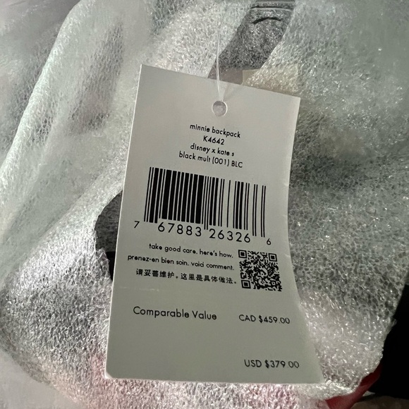 NWT Disney X Kate Spade New York Minnie Mouse Polka Dot Black White Red Backpack - Picture 10 of 11